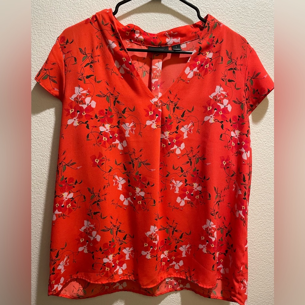 Halogen red flowered women’s blouse